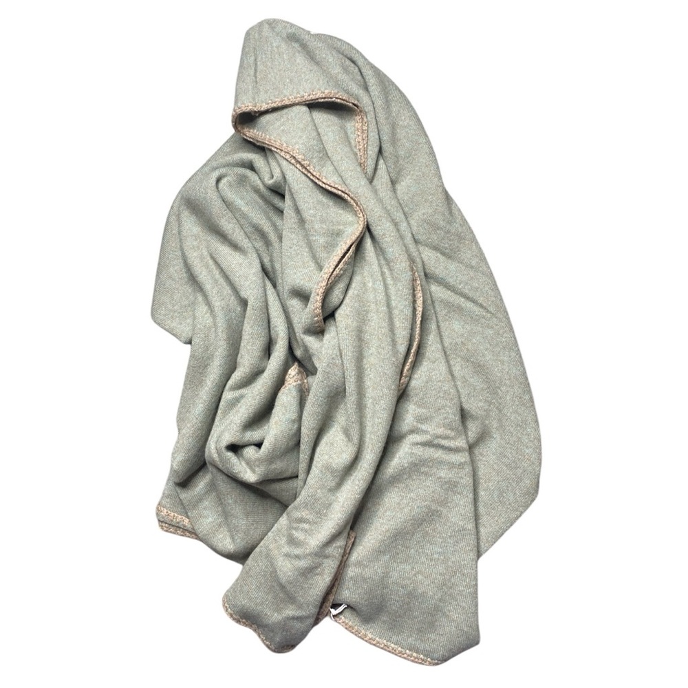 Johnny Was Calme Cashmere Whipstitch Blanket in Sage Green NWT